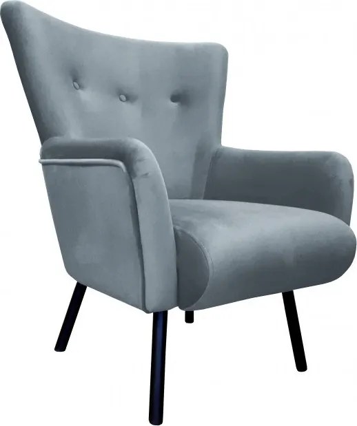 Fotel TULIP tkanina Welur noga metalowa Uszak luksusowy komfort salonu : Kolor nogi - Czarna, Kolor tkaniny - VELVET - BL06