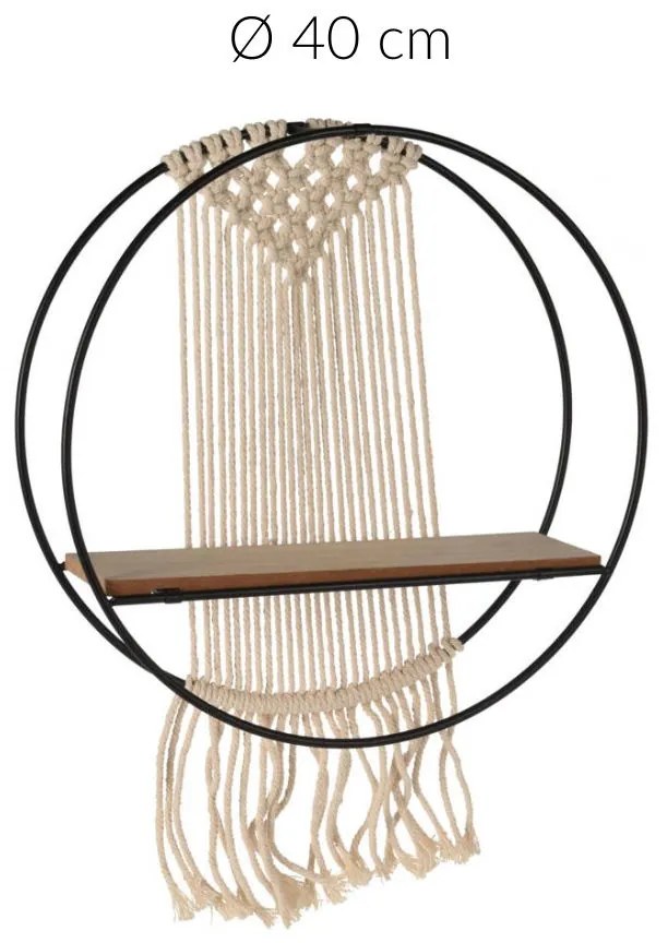 Okrągła półka ścienna, makrama, Ø 40 cm