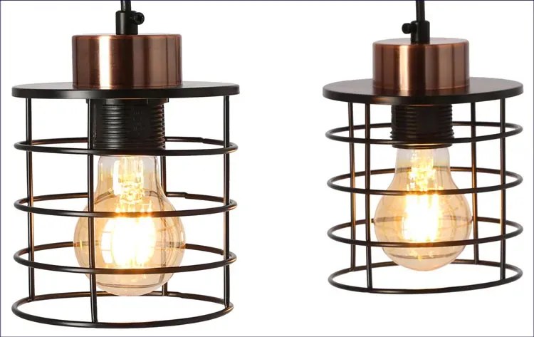 Czarna industrialna podwójna lampa wisząca - K099-Lorien