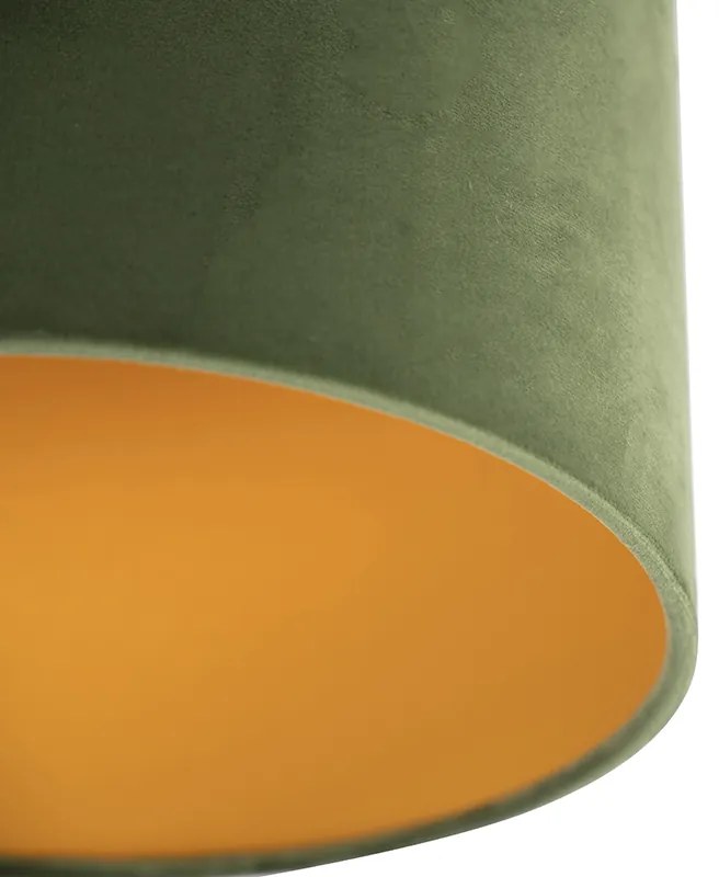 Lampa sufitowa z abażurem z aksamitu w kolorze zielonym ze złotem 25 cm - Combi BlackWiejski/ Rustykalny / Vintage Oswietlenie wewnetrzne