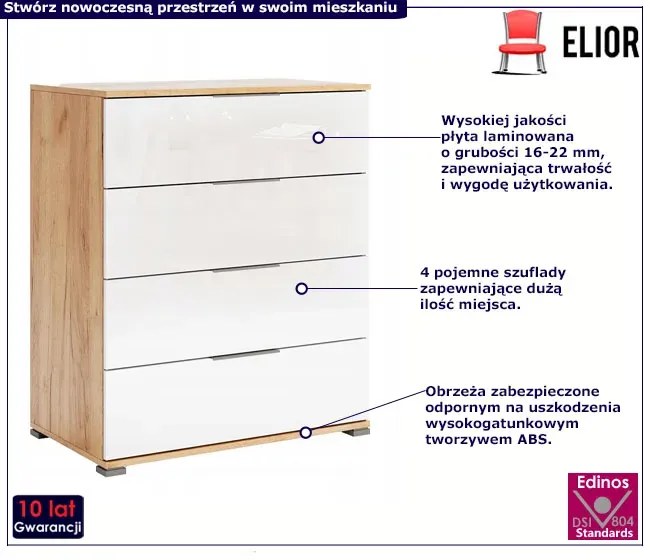 Nowoczesna komoda z szufladami dąb craft + biały Z1-A74