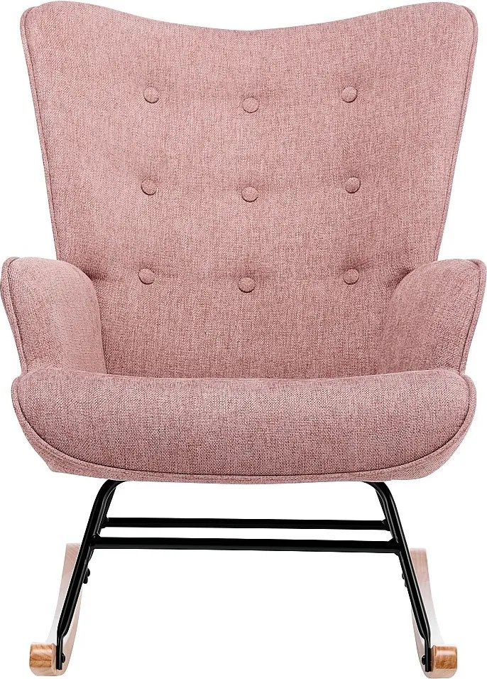 Fotel bujany z różowej tkaniny melanżowej ELMINA