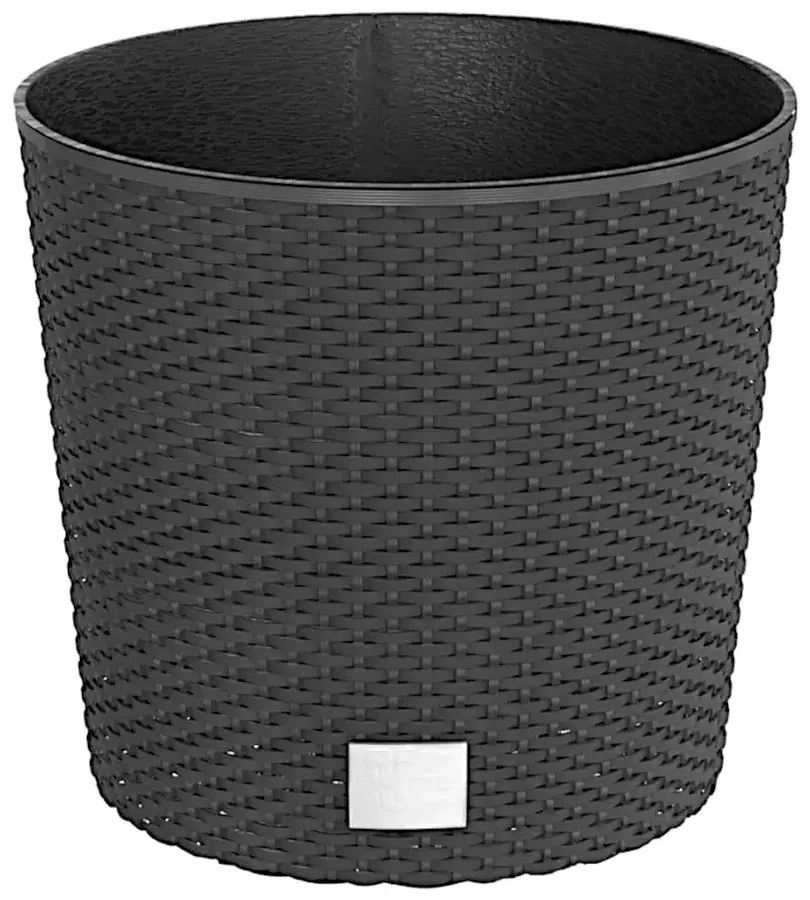 Antracytowa donica o wyglądzie rattanu K5-B46