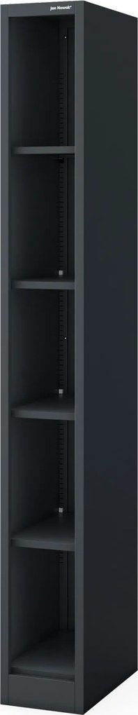 Regał metalowy wąski, archiwizacyjny na dokumenty antracytowy: TIM 250 x 1950 x 450 mm