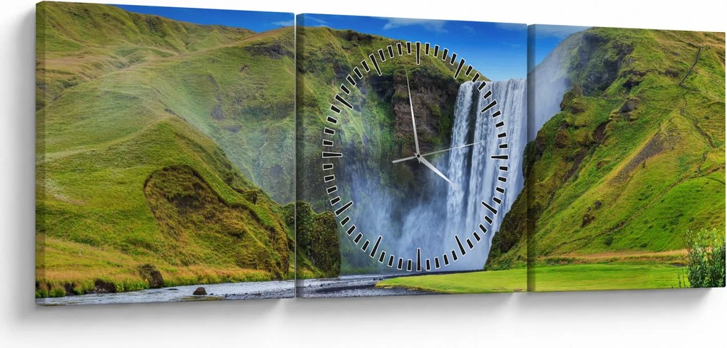Obraz - Wodospad Seljalandsfoss (z zegarem) (90x30 cm)
