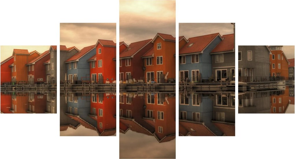 Obraz kolorowych domów (125x70 cm)