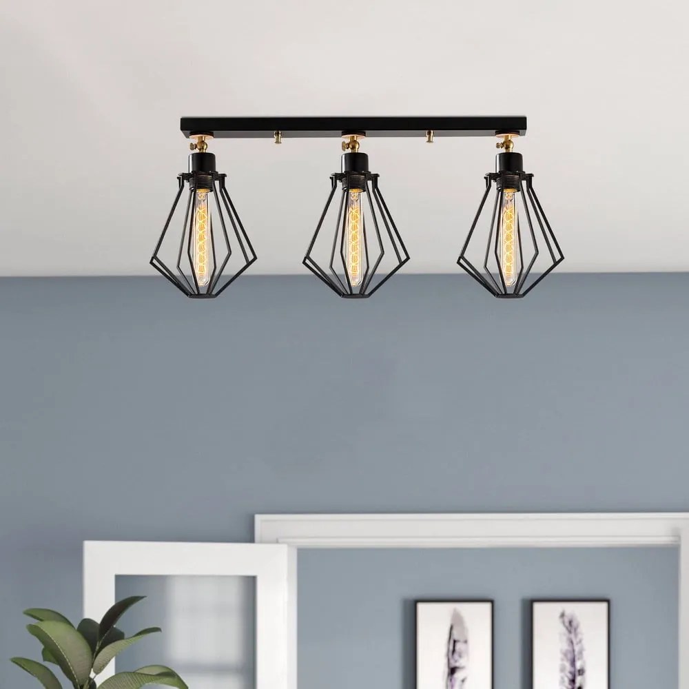 Lampa sufitowa w czarno-złotym kolorze z metalowym kloszem ø 18 cm Oylat – Opviq lights