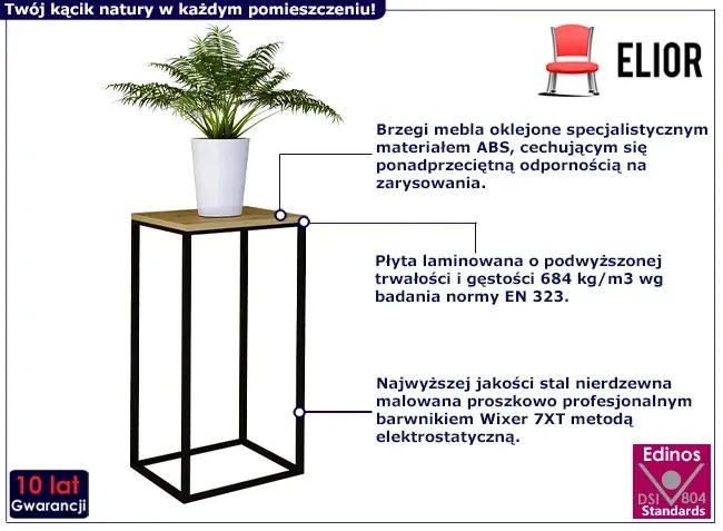 Industrialny Stojak Czarny Na Kwiaty + Dąb Artisan Goja