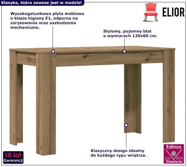 Klasyczny stół dąb artisan Ikrov 4X