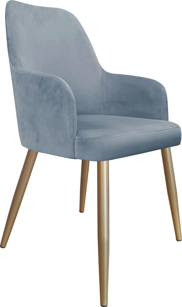 Krzesło WESTA tkanina Welur noga metalowa elegancki styl loftowy : Kolor nogi - Złota stożek, Kolor tkaniny - VELVET - BL06, Typ siedziska - Siedzisko stałe