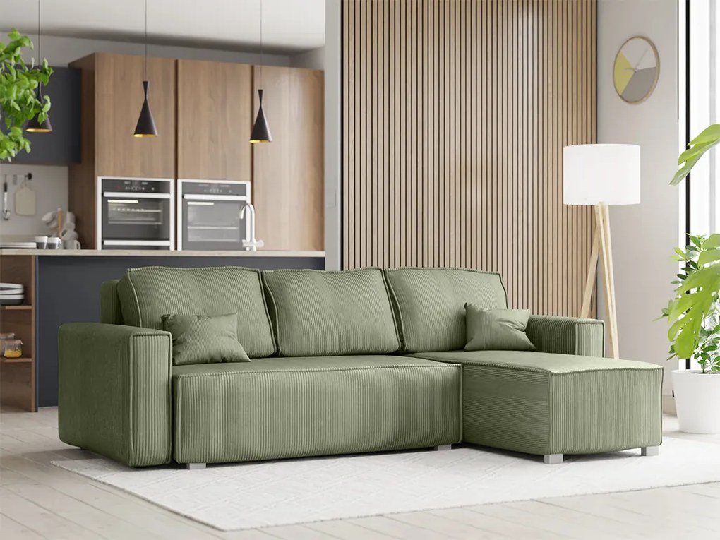 Rozkładana narożna sofa SMART COSARO miętowa, dwustronna + 2 poduszki GRATIS