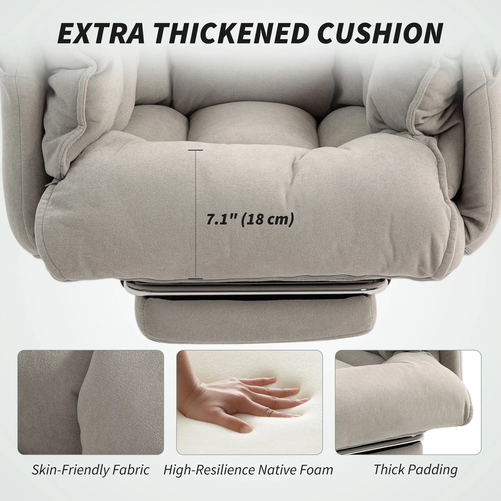 HOMCOM Fotel biurowy odchylany Regulacja wysokości Krzesło biurowe z podłokietnikami podnóżkiem wysokie oparcie 75 x 77 x 110-118 cm Szary | Aosom PL