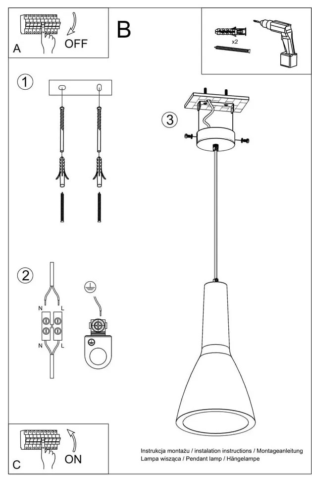 Biała lampa wisząca Sollux Mattia