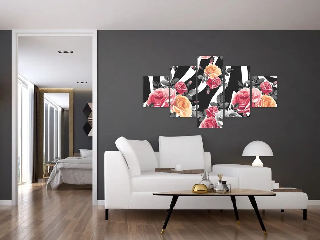 Obraz kwitnących róż (125x70 cm)