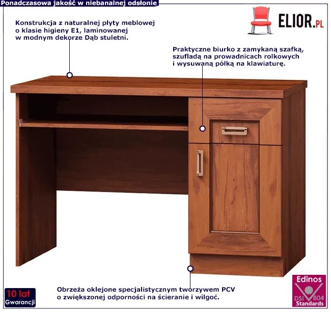 Biurko pod komputer dąb stuletni G6-D62