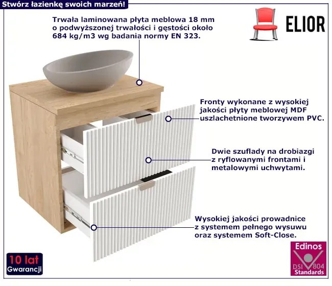 Szafka łazienkowa pod umywalkę nablatową biały + orzech G8-T80