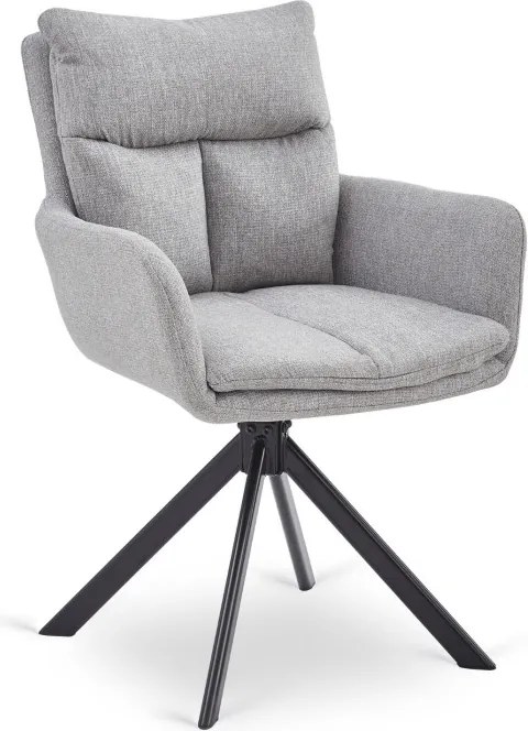 Krzesło Tapicerowane Obrotowe do Salonu PAUL Szare Nowoczesne