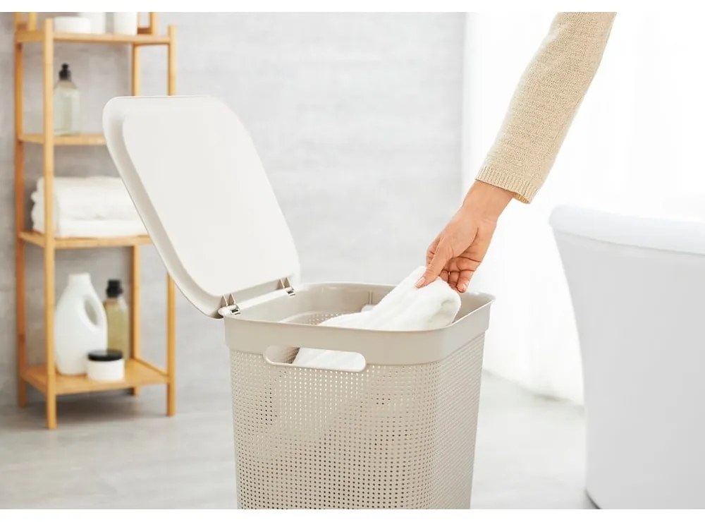 Beżowy plastikowy kosz na pranie 50 l Brisen – Rotho