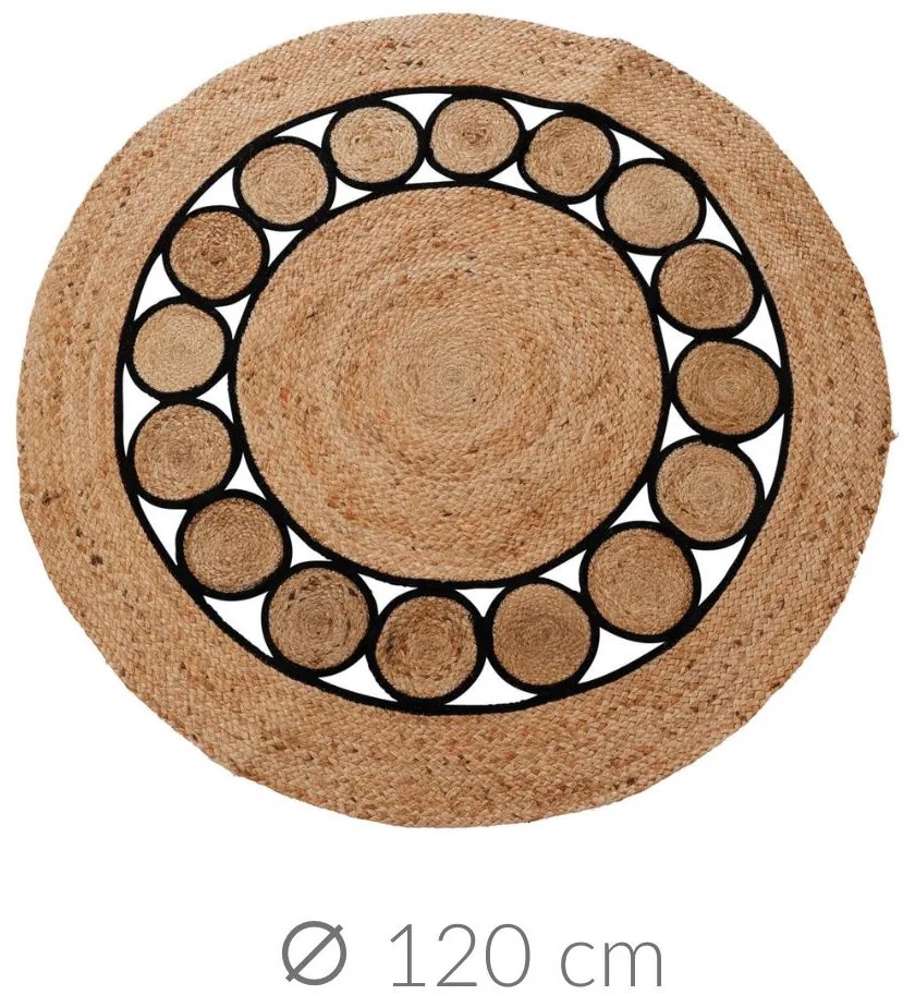 Dywan boho z juty, okrągły, Ø 120 cm