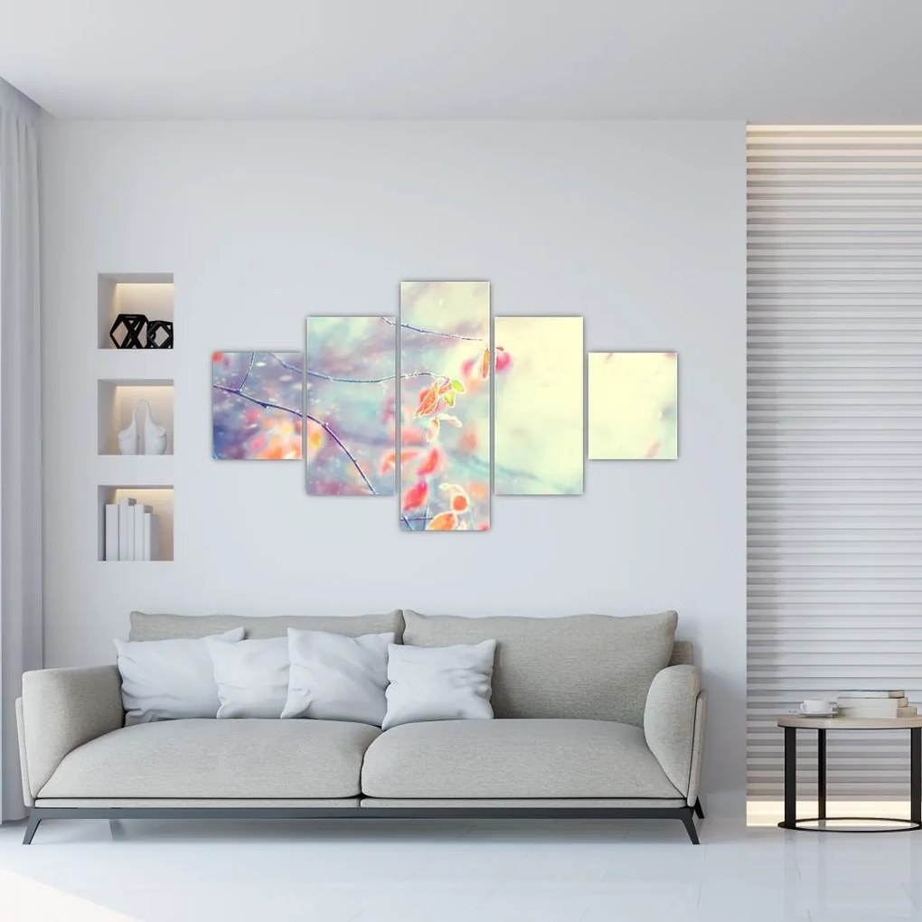 Obraz - Listki w lodzie (125x70 cm)