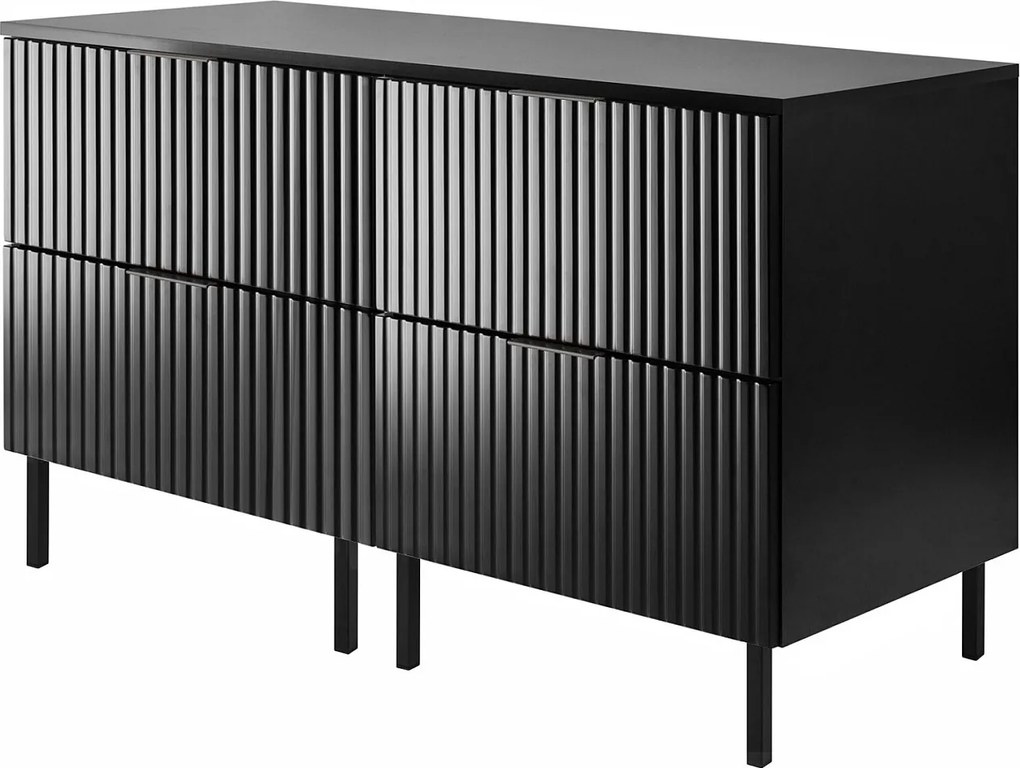 Szafka pod umywalkę, czarna, 120 (2 x 60) x 77 x 46 cm, uchwyt czarny, nogi czarne + blat roboczy