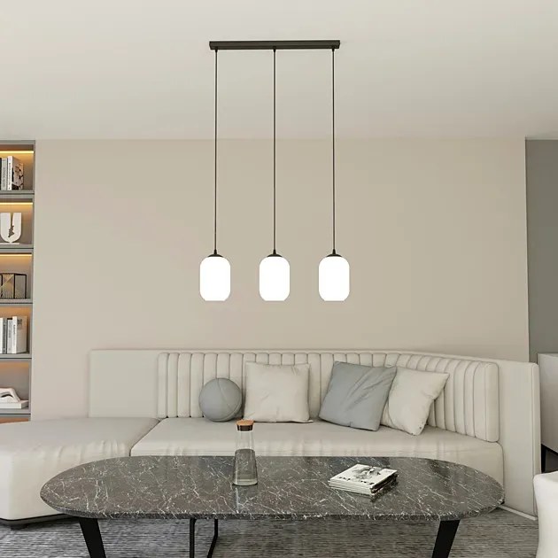 Industrialna lampa wisząca z mlecznymi kloszami - 4X D162 A3-B62