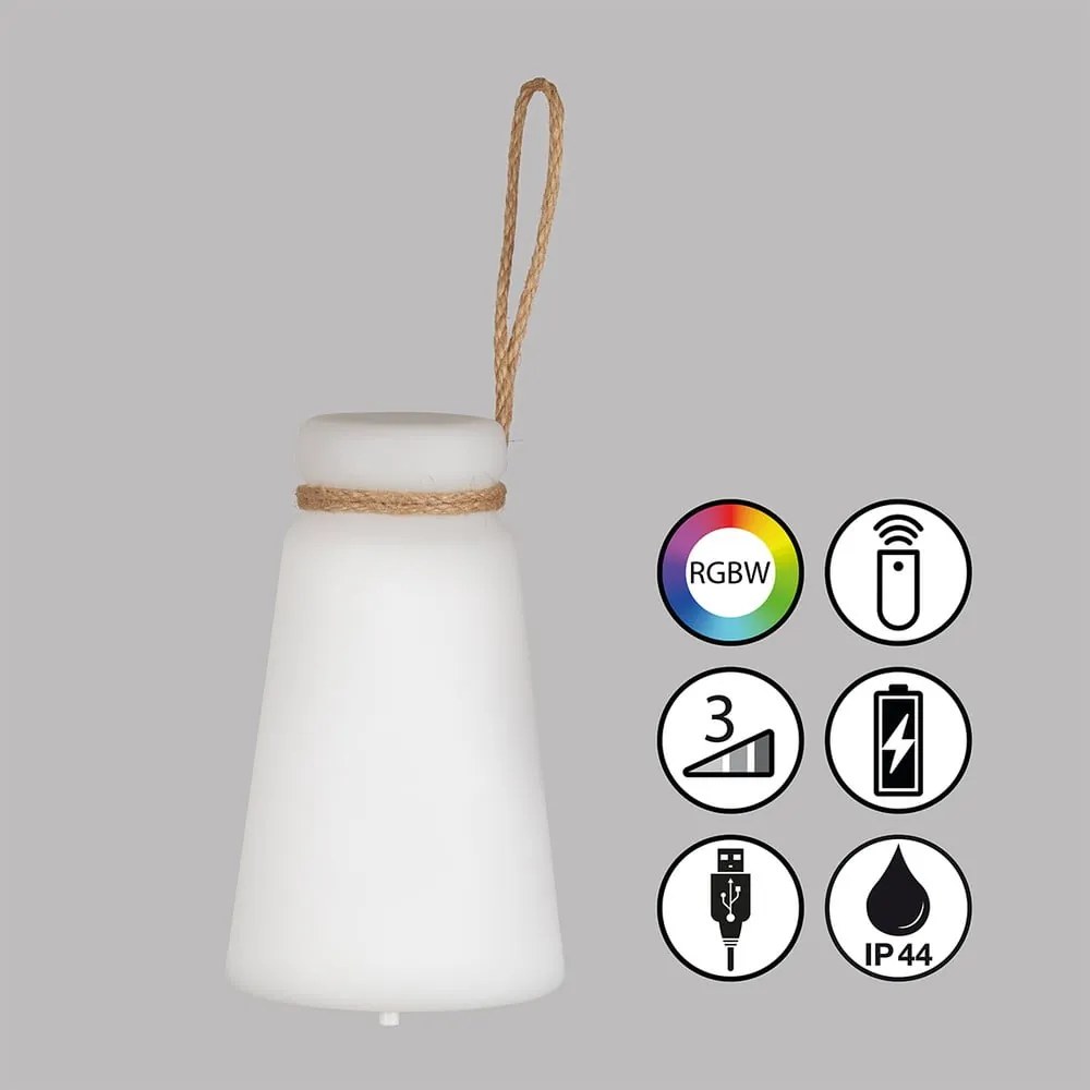 Biało-brązowa lampa stołowa LED (wysokość 20 cm) Bruno – Fischer & Honsel