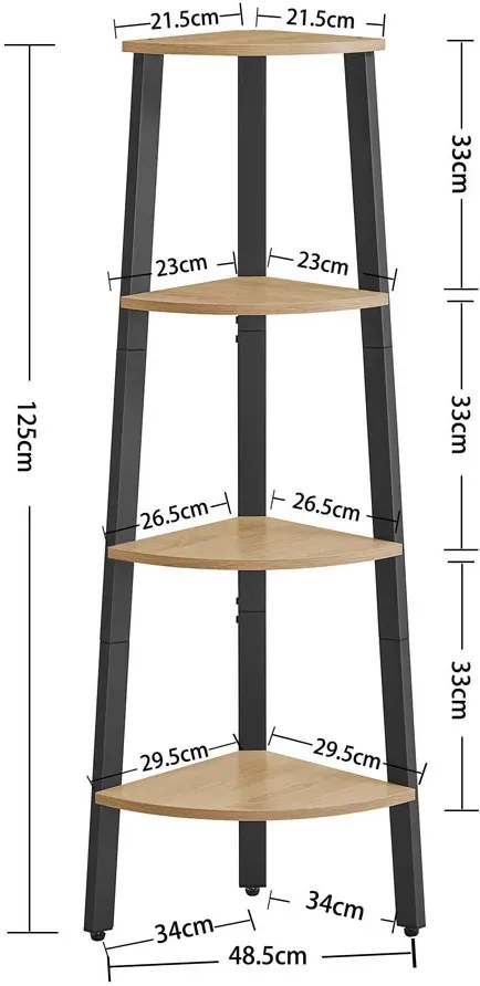 Loftowy narożny regał drewno metal dąb sonoma - Cassine 3X