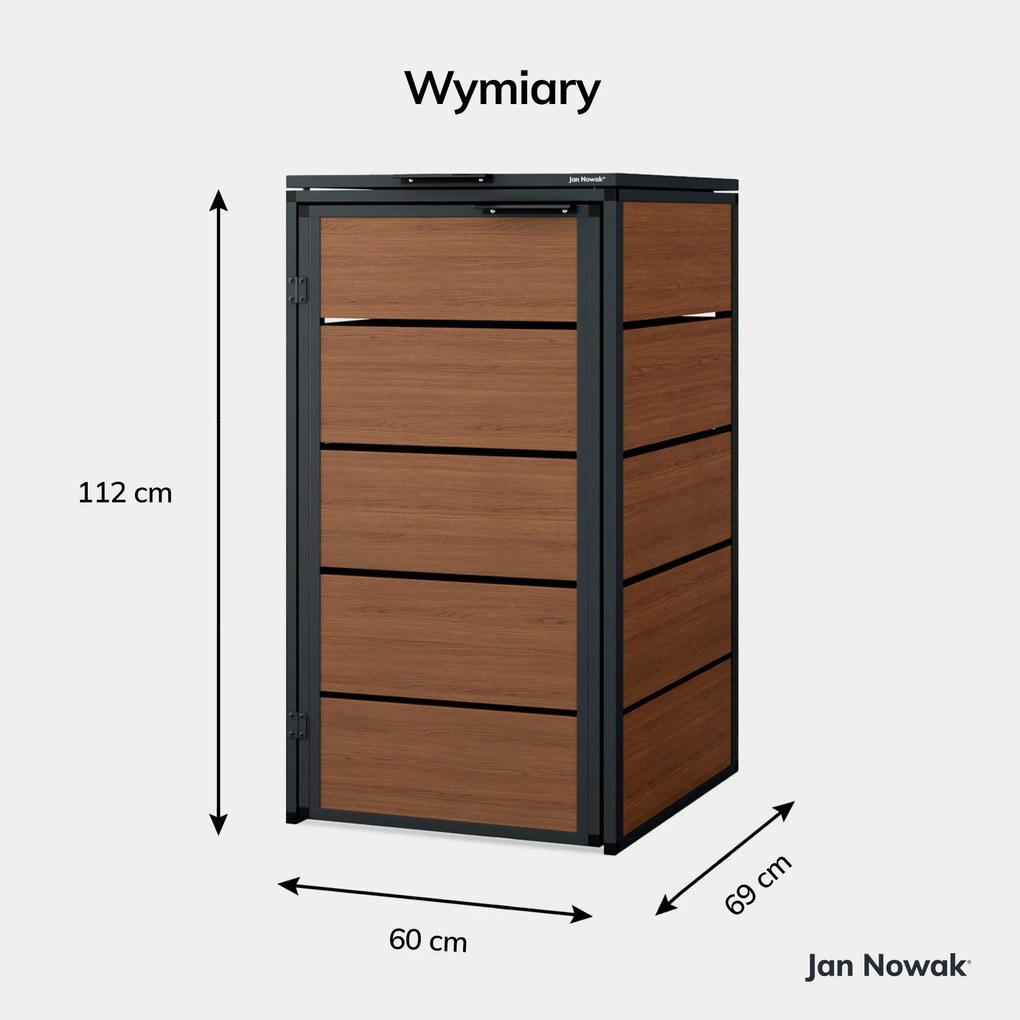 Zabudowa śmietnikowa 120L jednokomorowa, antracyt - orzech