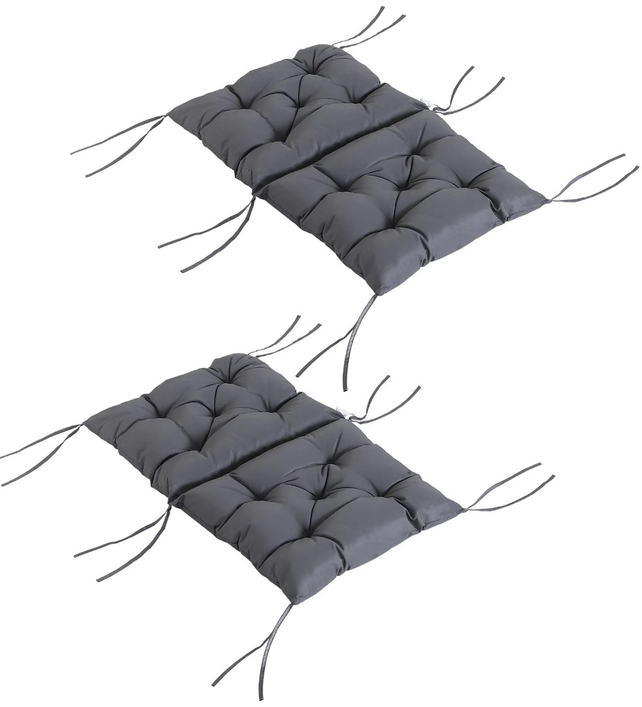 Outsunny Komplet 2 Poduszek na Krzesła Ogrodowe Niskie Oparcie Wygodne Siedziska Szare | Aosom PL