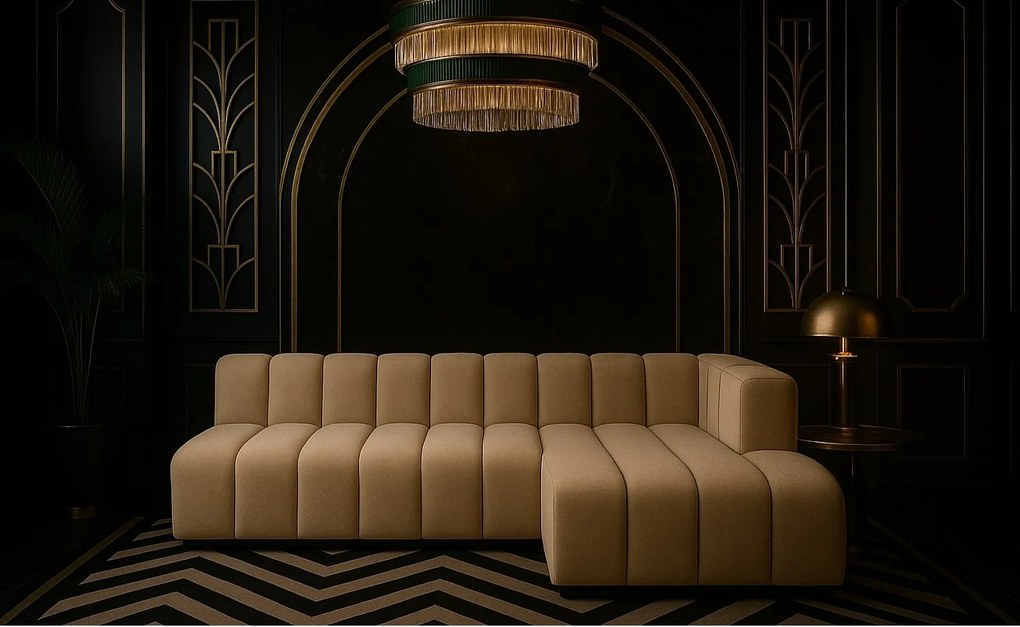 Narożnik w kształcie L GRAND 295 cm, tkanina Salvador, Beżowy, Prawy