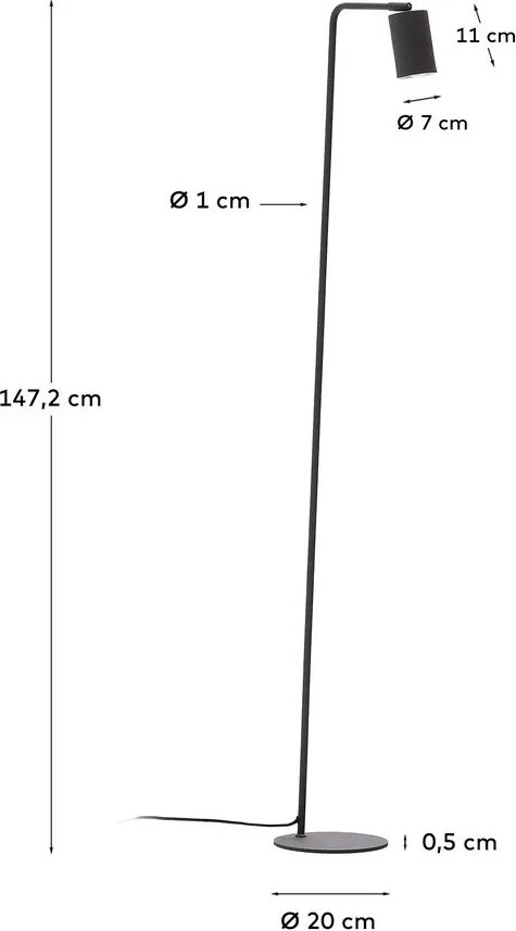 Czarna lampa stojąca (wysokość 147 cm) Manie – Kave Home