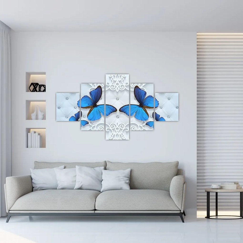Obraz - Niebieskie motyle (125x70 cm)