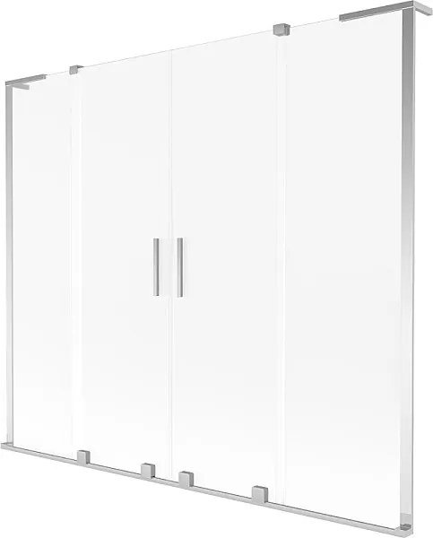 Mexen Velar L Duo parawan nawannowy 2-skrzydłowy rozsuwany 180 x 150 cm, szron, chrom - 896-180-003-32-01