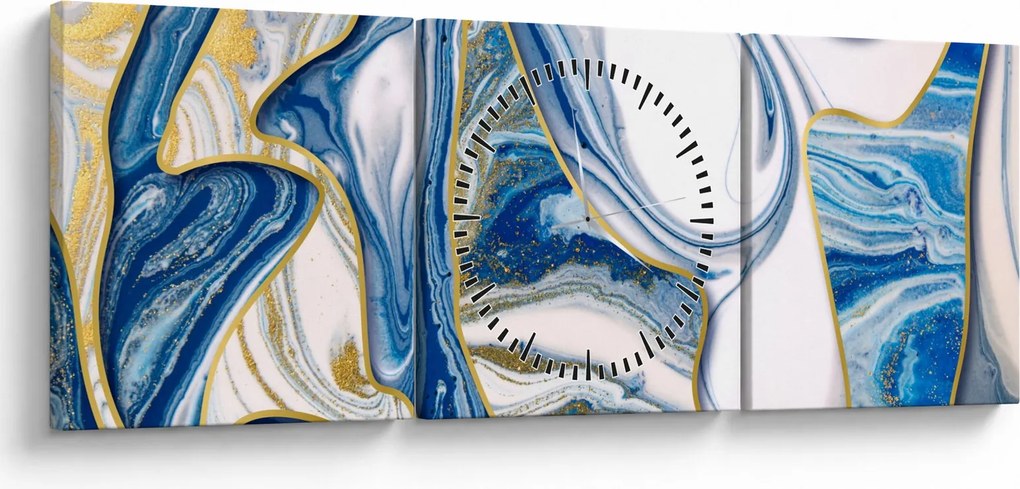 Obraz - Fale z marmuru (z zegarem) (90x30 cm)