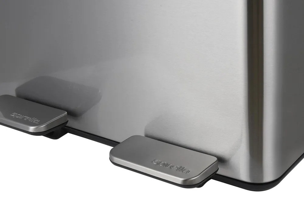 Stalowy kosz na śmieci 2x20 l do segregacji odpadów/z pedałem w kolorze matowego srebra Aliya – Spirella