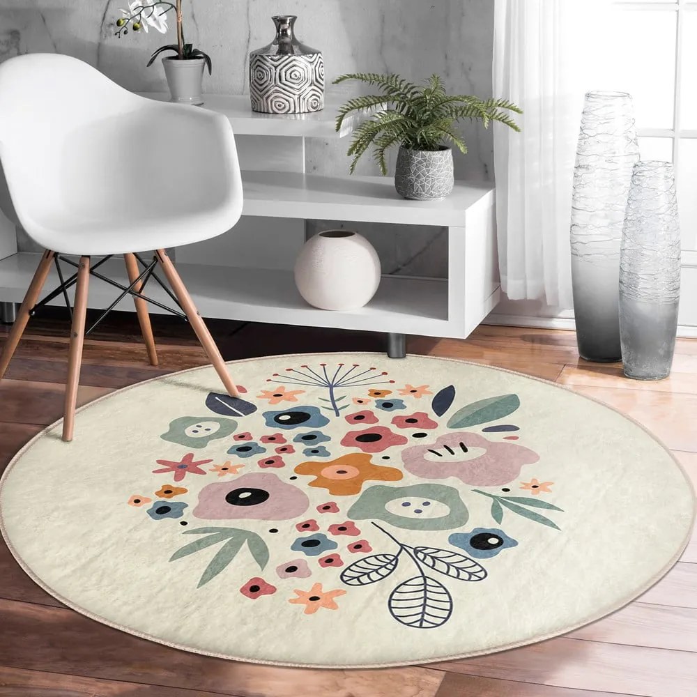 Okrągły dywan odpowiedni do prania i robotów sprzątających ø 80 cm Comfort – Mila Home