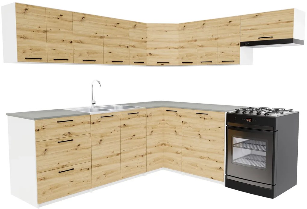 Narożny komplet mebli kuchennych dąb artisan  T5-F34