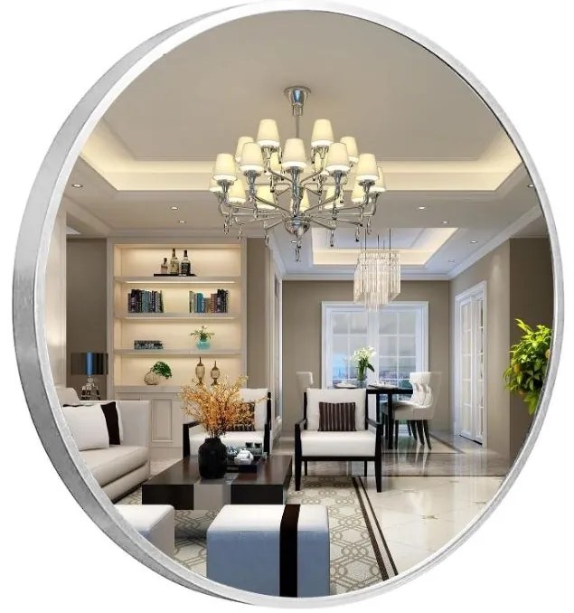 Lustro LOFT FI80cm srebrne  YX-04 ścienne okrągłe łazienkowe do salonu sypialni loftowe Industrialne minimalistyczne