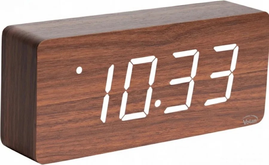 DUŻY ZEGAR Elektroniczny BUDZIK LED Drewniany Cyfrowy Stojący TERMOMETR DAT