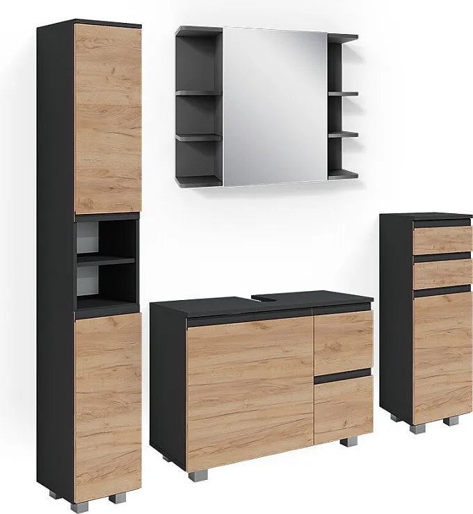 Zestaw mebli łazienkowych szary 80x33x60 j-shape