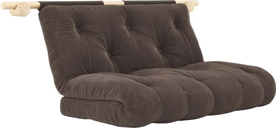 Ciemnobrązowa sztruksowa rozkładana sofa 135 cm Hooked – Karup Design
