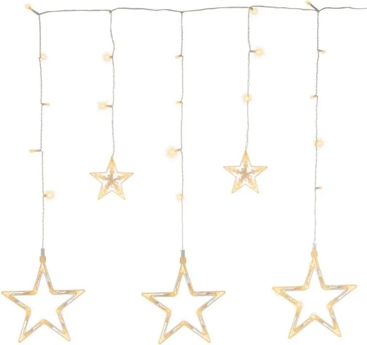 Świąteczny LED łańcuch - gwiazdki, 0,6 m, 61 LED,ciepła biel