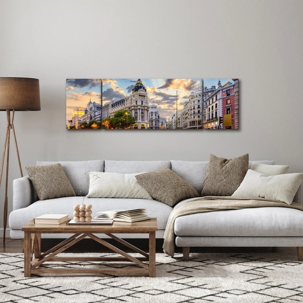 Obraz - Calle Gran Vía, Madryt, Hiszpania (170x50 cm)