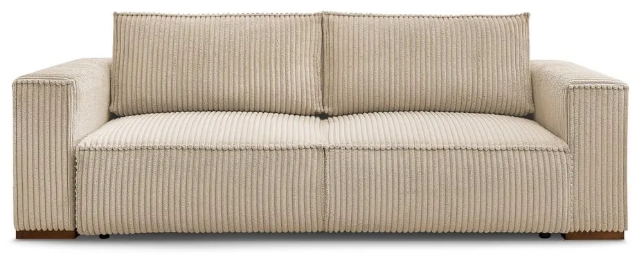 Jasnobrązowa sztruksowa rozkładana/ze schowkiem sofa 244 cm Chelsea – Bobochic Paris