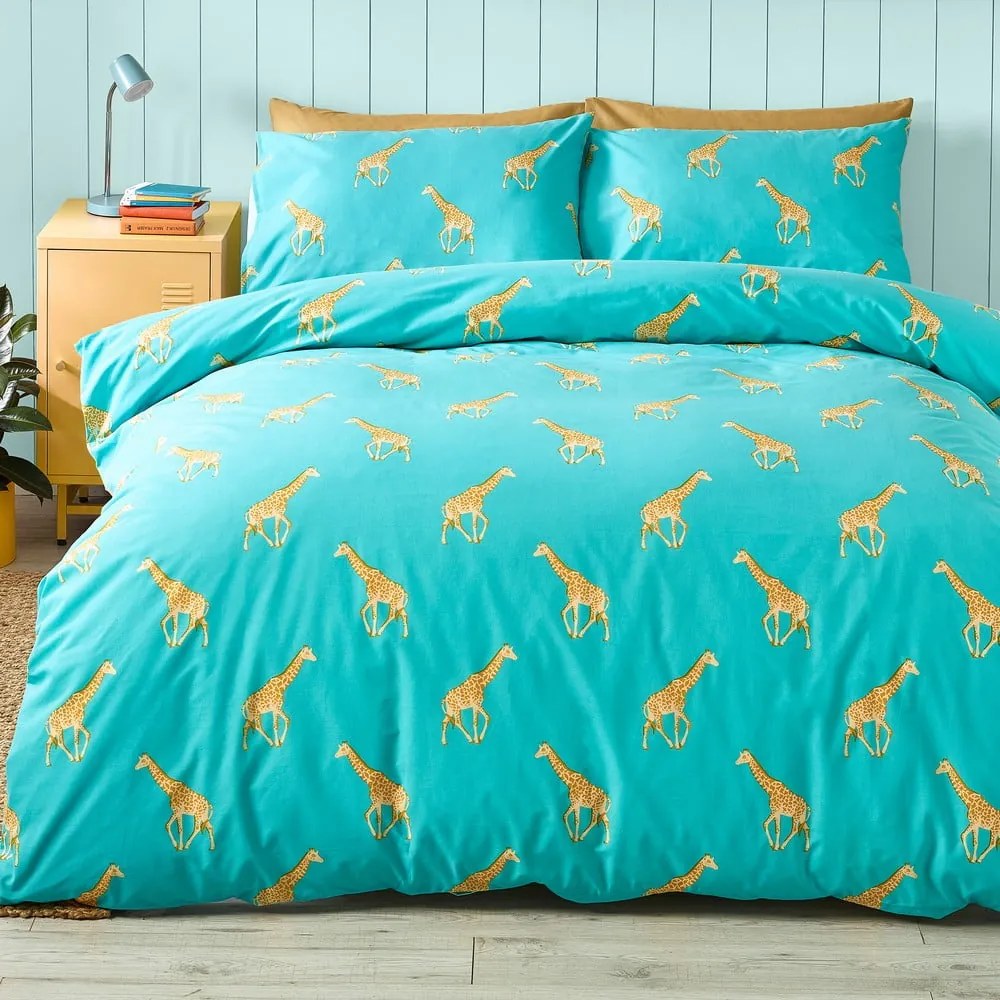 Turkusowa pościel dziecięca dwuosobowa 230x220 cm Havin A Giraffe – Catherine Lansfield