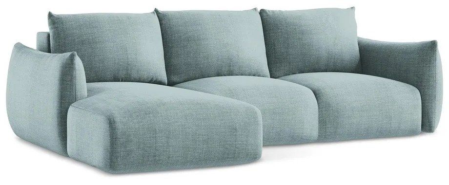 Niebieski rozkładany narożnik (lewostronny/z szezlongiem) Leila – Makamii