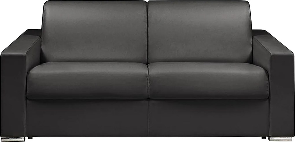 Kanapa 3-osobowa z ekspresowym mechanizmem rozkładania z ekoskóry CALITO -Czarny - Wymiary miejsca do spania: 140 cm - Materac 16 cm z pamięcią kształtu