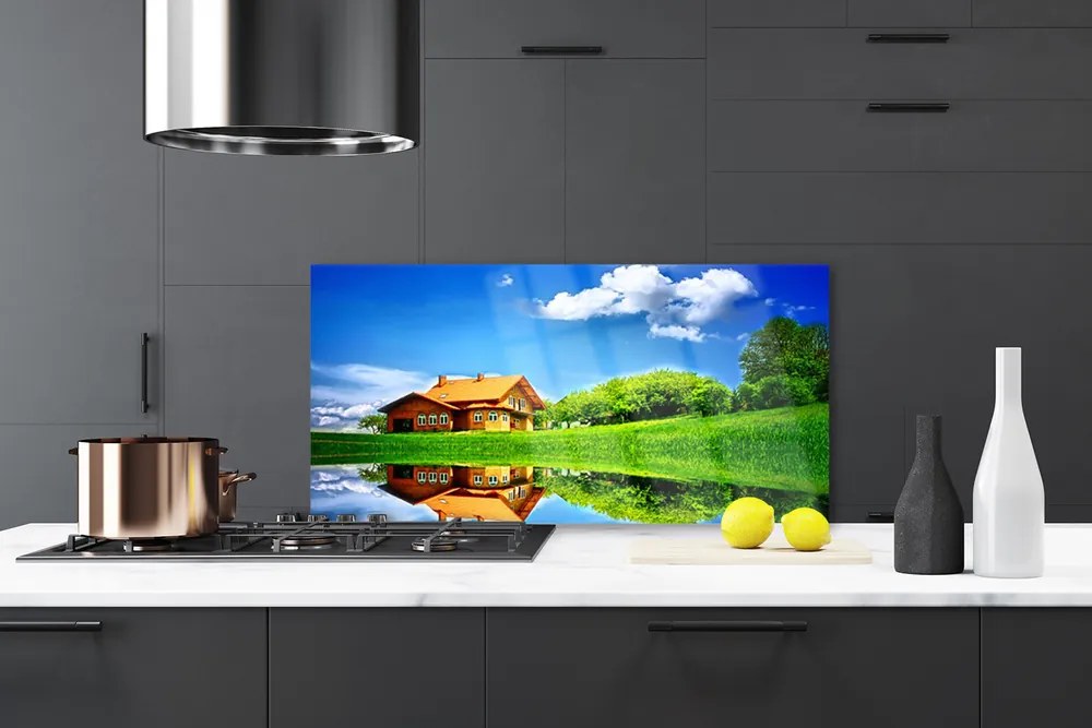 Szkło Ozdobne do Kuchni Domek Nad Cichym Jeziorem