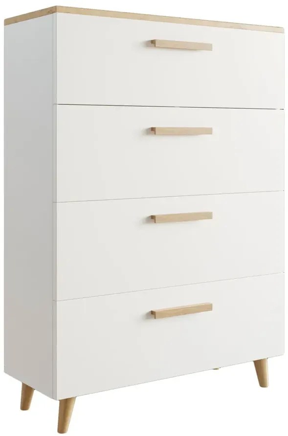 Biała komoda 80 cm z 4 szufladami - Asva